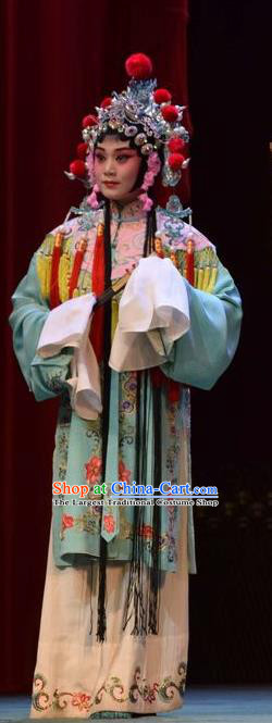 Chinese Jin Opera Court Maid Garment Costumes and Headdress Da Jin Zhi Traditional Shanxi Opera Xiaodan Dress Servant Girl Apparels