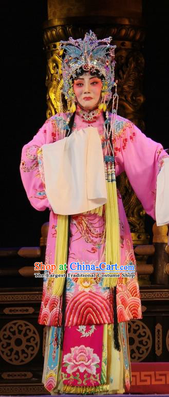 Chinese Jin Opera Hua Tan Garment Costumes and Headdress Da Jin Zhi Traditional Shanxi Opera Princess Shengping Dress Court Woman Apparels