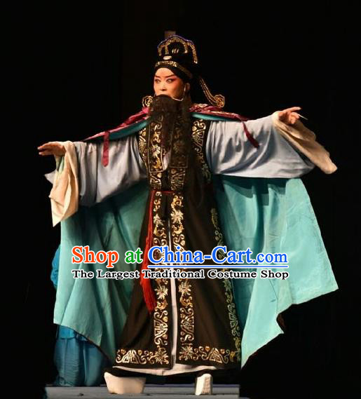 Wo Hu Ling Chinese Shanxi Opera Magistrate Dong Xuan Apparels Costumes and Headpieces Traditional Jin Opera Elderly Male Garment Laosheng Clothing