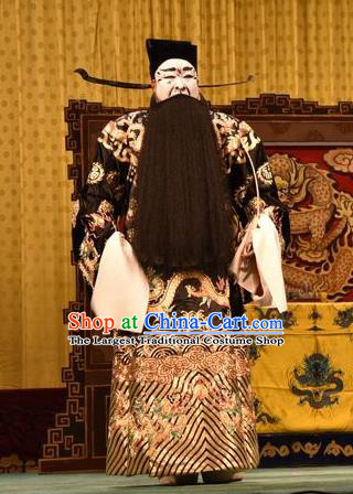 Jin Sha Tan Chinese Shanxi Opera Treacherous Official Pan Renmei Apparels Costumes and Headpieces Traditional Jin Opera Painted Role Garment Elderly Male Clothing