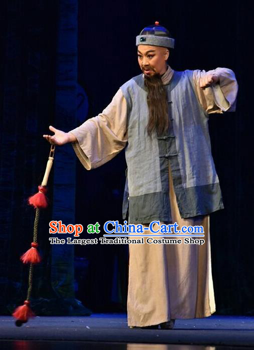 Da Qing Yu Shi Chinese Shanxi Opera Civilian Apparels Costumes and Headpieces Traditional Jin Opera Garment Qing Dynasty Elderly Male Clothing