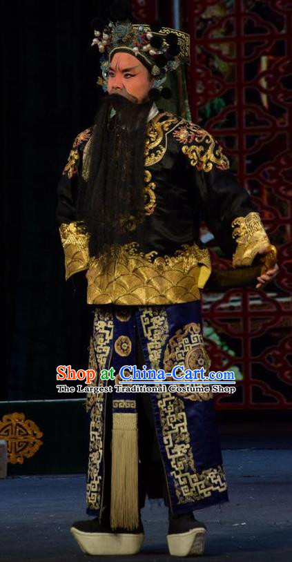 Fifteen Strings of Cash Chinese Shanxi Opera Martial Male Apparels Costumes and Headpieces Traditional Jin Opera Wusheng Garment Imperial Bodyguard Clothing