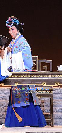 Chinese Jin Opera Mistress Garment Costumes and Headdress Ba Ersi Yu Shi Traditional Shanxi Opera Dame Dress Apparels