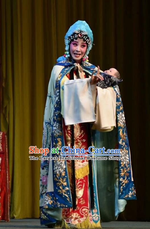 Chinese Jin Opera Princess Zhuangji Garment Costumes and Headdress Sacrifice Traditional Shanxi Opera Hua Tan Apparels Distress Maiden Dress