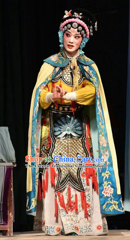 Chinese Jin Opera Female General Zhong Wuyan Garment Costumes and Headdress Traditional Shanxi Opera Martial Woman Apparels Queen Dress