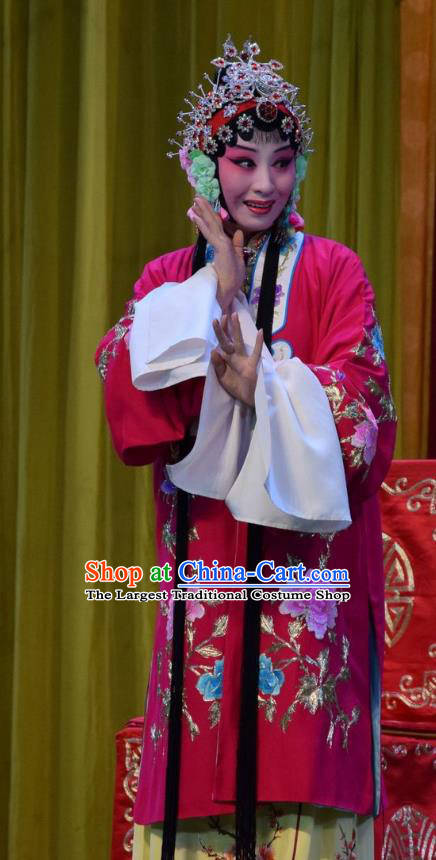 Chinese Jin Opera Diva Yin Bilian Garment Costumes and Headdress Fu Gui Tu Traditional Shanxi Opera Young Beauty Dress Hua Tan Apparels