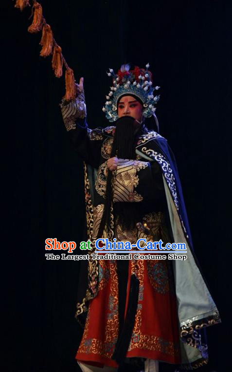 Lu Hua River Chinese Shanxi Opera Wusheng Xue Dingshan Apparels Costumes and Headpieces Traditional Jin Opera Elderly Male Garment General Clothing