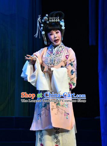 Chinese Jin Opera Young Female Hua Muhui Garment Costumes and Headdress Mulan Joins the Army Traditional Shanxi Opera Actress Apparels Hua Tan Dress