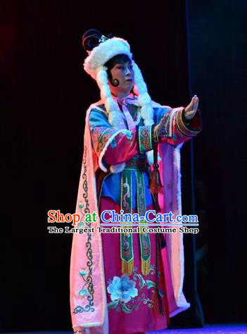 Chinese Jin Opera Uighur Princess Garment Costumes and Headdress Fenyang King Traditional Shanxi Opera Young Female Apparels Actress Dress