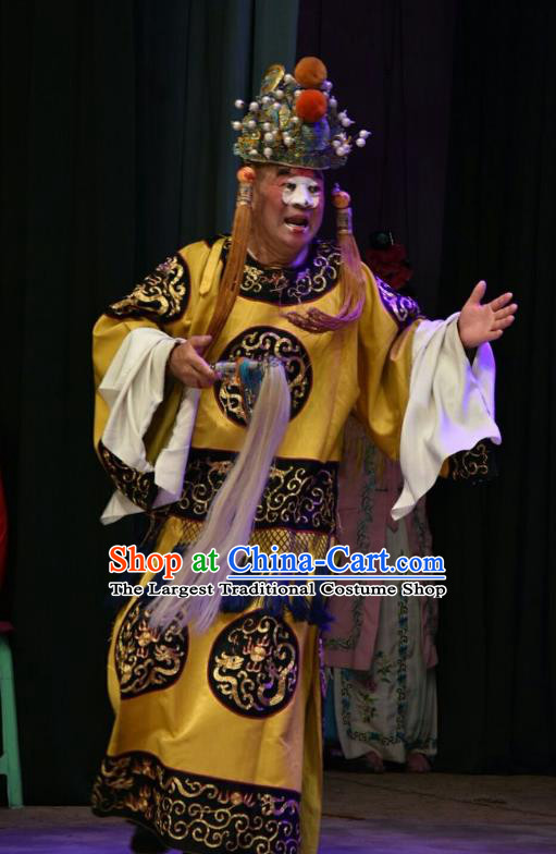 Shen Gong Qing Hun Chinese Shanxi Opera Eunuch Apparels Costumes and Headpieces Traditional Jin Opera Clown Garment Palace Servant Clothing