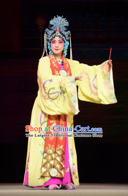 Chinese Jin Opera Diva Ma Xiuying Garment Costumes and Headdress Big Feet Empress Traditional Shanxi Opera Royal Queen Apparels Court Female Dress