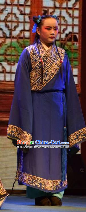 Shou Jiang Wei Chinese Shanxi Opera Young Boy Apparels Costumes and Headpieces Traditional Jin Opera Servant Garment Wa Wa Sheng Clothing