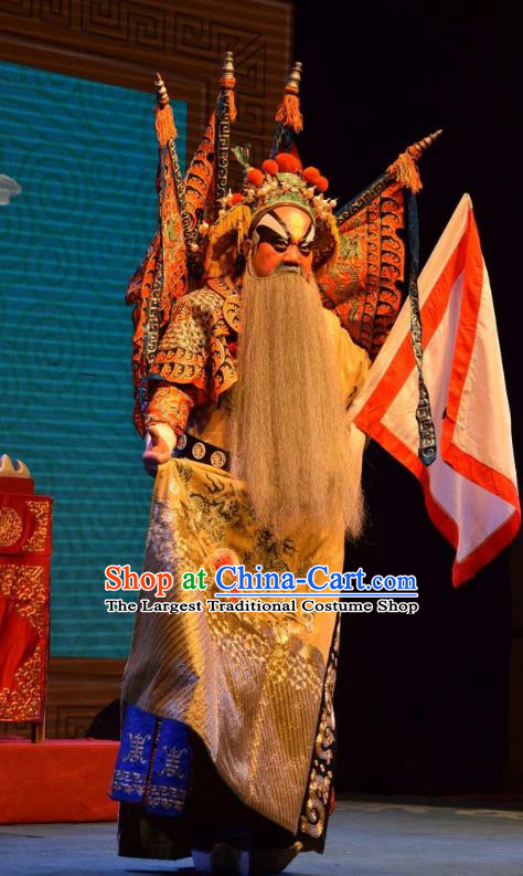 The Butterfly Chalice Chinese Shanxi Opera Marshal Lu Lin Apparels Costumes and Headpieces Traditional Jin Opera General Garment Commander Kao Clothing with Flags