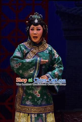 Chinese Jin Opera Elderly Female Liang Huimei Garment Costumes and Headdress The Legend of Jin E Traditional Shanxi Opera Dame Apparels Rich Woman Dress