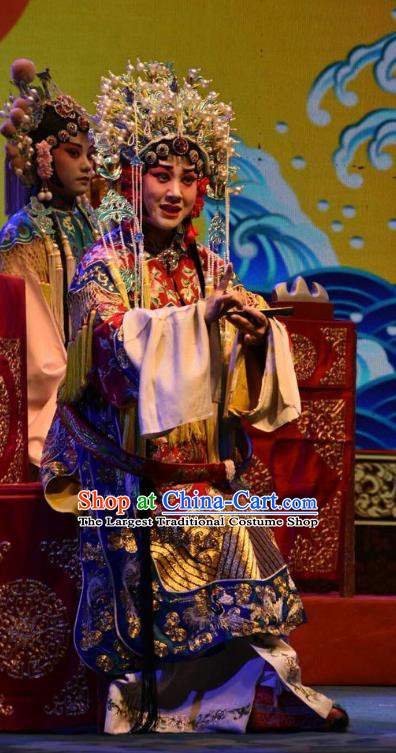 Chinese Jin Opera Hua Tan Garment Costumes and Headdress Ming Gong Duan Traditional Shanxi Opera Actress Apparels Royal Princess Dress