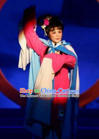 Chinese Shandong Opera Actress Garment Costumes and Headdress Chang Bai Han Ru Traditional Lu Opera Hua Tan Apparels Diva Jiang Hanqiu Dress