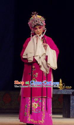 Chinese Henan Opera Young Lady Garment Costumes and Headdress The Romance of Hairpin Traditional Qu Opera Hua Tan Apparels Actress Qian Yulian Rosy Dress