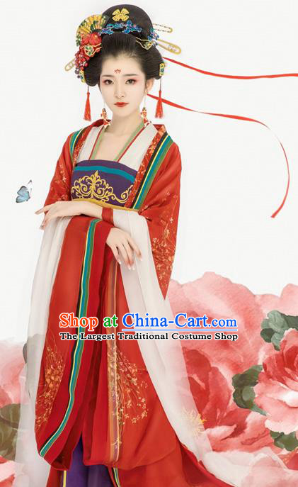 Chinese Drama Ancient Royal Princess Dress Traditional Goddess Dance Hanfu Apparels Tang Dynasty Imperial Consort Historical Costumes and Headpieces for Women