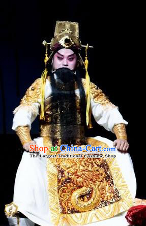 Ni Chang Chang Ge Chinese Hubei Hanchu Opera Laosheng Apparels Costumes and Headpieces Traditional Han Opera Elderly Male Garment Emperor Li Longji Clothing