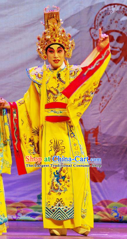 The Long Regret Chinese Guangdong Opera Xiaosheng Apparels Costumes and Headpieces Traditional Cantonese Opera Young Male Garment Emperor Li Longji Clothing