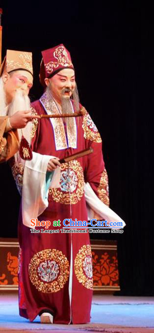 Hua Deng An Chinese Hubei Hanchu Opera Landlord Apparels Costumes and Headpieces Traditional Han Opera Elderly Male Garment Ministry Councillor Chen Cong Clothing