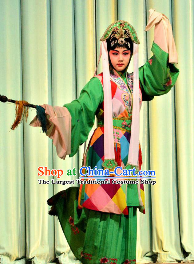 Chinese Han Opera Young Woman Garment Bi Zhi Fu Ke Costumes and Headdress Traditional Hubei Hanchu Opera Actress Apparels Taoist Nun Chen Miaochang Dress