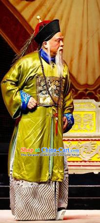 Prince Rui and Concubine Zhuang Chinese Guangdong Opera Elderly Male Apparels Costumes and Headpieces Traditional Cantonese Opera Garment Qing Dynasty Official Clothing