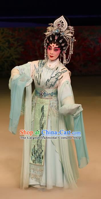 Chinese Cantonese Opera Young Female Garment Liu Yi Delivers A Letter Costumes and Headdress Traditional Guangdong Opera Princess San Niang Apparels Hua Tan Dress