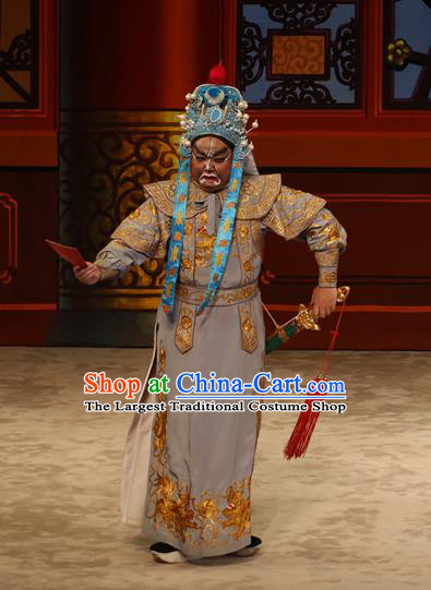 The Lotus Lantern Chinese Guangdong Opera Martial Male Apparels Costumes and Headpieces Traditional Cantonese Opera Wusheng Garment Warrior Clothing