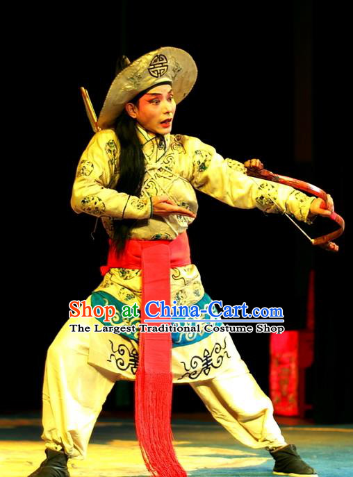 Shoot Eagle Chinese Sichuan Opera Warrior Hua Rong Apparels Costumes and Headpieces Peking Opera Highlights Swordsman Garment Martial Male Clothing