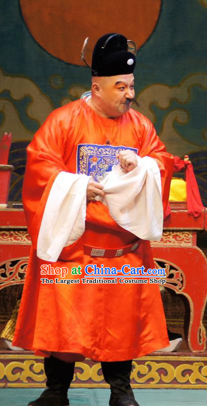 Emperor and the Village Girl Chinese Guangdong Opera Clown Apparels Costumes and Headpieces Traditional Cantonese Opera Official Garment Magistrate Clothing