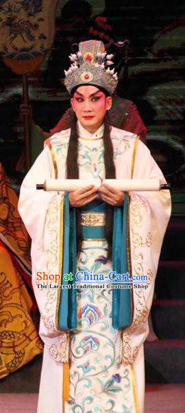 Legend of Er Lang Chinese Guangdong Opera Xiaosheng Apparels Costumes and Headwear Traditional Cantonese Opera Young Male Garment Prince Boyi Kao Clothing