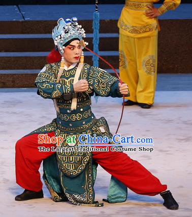 Bai Tu Ji Chinese Guangdong Opera Warrior Apparels Costumes and Headwear Traditional Cantonese Opera Soldier Garment Wusheng Clothing