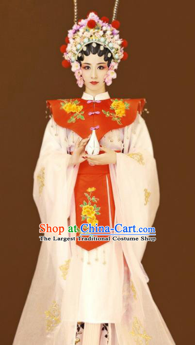 Chinese Traditional Beijing Opera Historical Costumes Ancient Ming Dynasty Court Woman Hanfu Dress Apparels and Headdress Complete Set