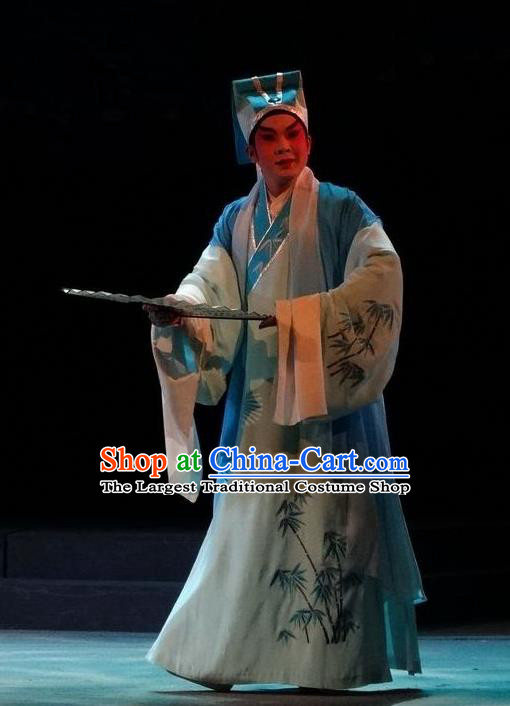 Zi Yun Chinese Guangdong Opera Scholar Wen Qing Apparels Costumes and Headwear Traditional Cantonese Opera Young Male Garment Niche Clothing