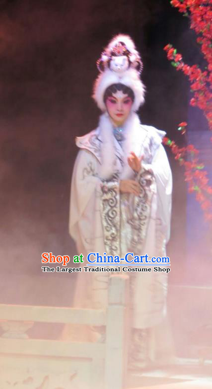 Chinese Cantonese Opera Fox Fairy Garment The Strange Stories Costumes and Headdress Traditional Guangdong Opera Actress Xiao Cui Apparels Young Female Dress