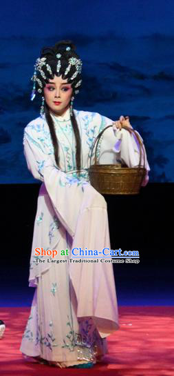 Chinese Cantonese Opera Young Mistress Garment Escape from Banishment Costumes and Headdress Traditional Guangdong Opera Actress Apparels Diva Wang Qiongzhen Dress