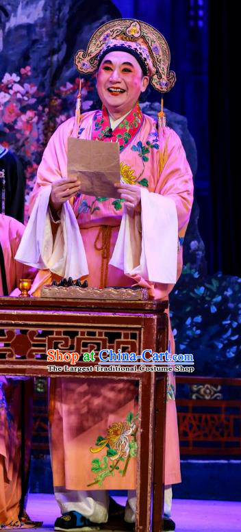 San Xiao Yin Yuan Chinese Guangdong Opera Gifted Youth Apparels Costumes and Headwear Traditional Cantonese Opera Scholar Garment Zhu Zhishan Clothing