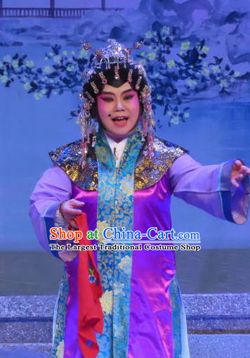 Chinese Cantonese Opera Procuress Garment Costumes and Headdress Traditional Guangdong Opera Dame Apparels Elderly Female Dress