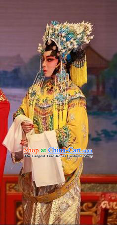 Chinese Cantonese Opera Princess Consort Garment Wu Suo Dong Gong Costumes and Headdress Traditional Guangdong Opera Young Female Apparels Rani Dress