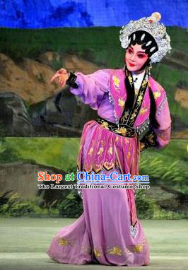 Chinese Cantonese Opera Martial Female Garment The Sword Costumes and Headdress Traditional Guangdong Opera Swordswoman Apparels Wudan Dress