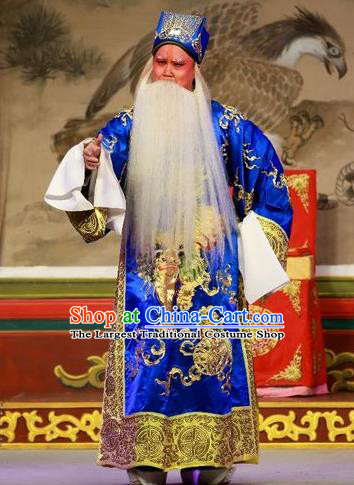 San Kan Yu Mei Chinese Guangdong Opera Elderly Male Apparels Costumes and Headwear Traditional Cantonese Opera Laosheng Garment Duke Liu Tianhua Clothing