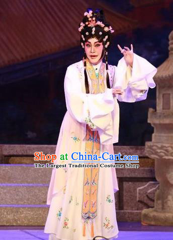 Chinese Cantonese Opera Actress Garment Nu Chuang Jin Dian Costumes and Headdress Traditional Guangdong Opera Diva Apparels Young Female Dress