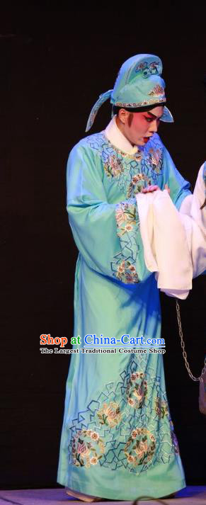 Nu Chuang Jin Dian Chinese Guangdong Opera Young Male Apparels Costumes and Headwear Traditional Cantonese Opera Scholar Garment Xiaosheng Clothing