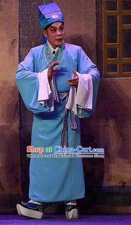 Chinese Guangdong Opera Xiaosheng Apparels Costumes and Headwear Traditional Cantonese Opera Young Male Garment Scholar Wang Yu Clothing