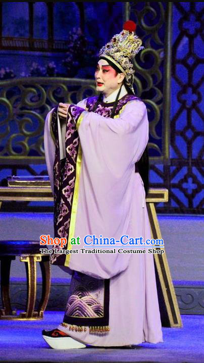 Luo Shui Qing Meng Chinese Guangdong Opera Young Male Apparels Costumes and Headwear Traditional Cantonese Opera Xiaosheng Garment Cao Zhi Clothing