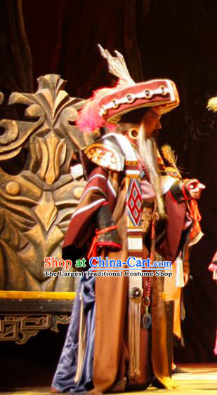 Chinese Traditional Miao Ethnic King Businessman Apparels Costumes Historical Drama Lord Garment Minority Shaikh Clothing and Headwear