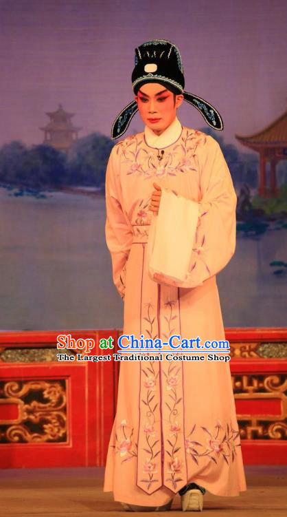 Xu Jiujing Chinese Guangdong Opera Xiaosheng Apparels Costumes and Headwear Traditional Cantonese Opera Young Male Garment Childe You Jin Clothing