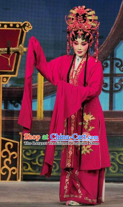 Chinese Cantonese Opera Diva Garment Fan Lihua Return Tang Costumes and Headdress Traditional Guangdong Opera Hua Tan Apparels Bride Wedding Dress