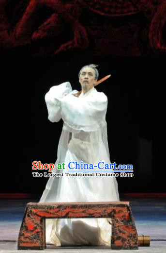 Chinese Traditional Han Dynasty Official Historian Clothing Stage Performance Historical Drama Sima Qian Apparels Costumes Ancient Court Recorder Garment and Headwear